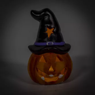 Halloween tök kalapos LED-es ker. M10cm