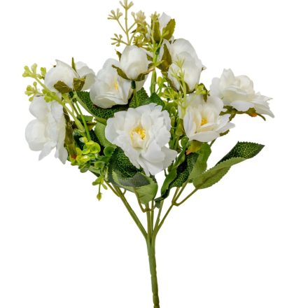 Rózsa csokor 7v. fehér M30cm 48db/#
