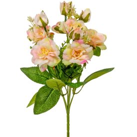 Rózsacsokor 7v. krém-pink M30cm 48db/#