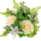 Rózsa,liliom koszorú krém D22cm 16db/#