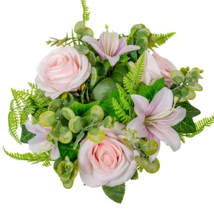 Rózsa-liliom koszorú rózsaszín D24cm 16db/#