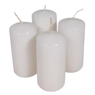 Lakkozott adventi gyertya 100x50mm fehér  4db/csom (db ár)