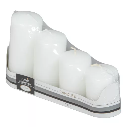 Matt adventi gyertya 70, 80, 100, 120x50mm fehér 4db/csom (csom ár)