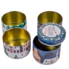 Doboz karácsonyi mintával henger 4 részes D8,5x22,5cm