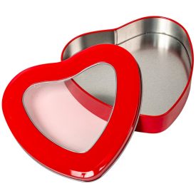 Szív alakú fém doboz átlátszó tetővel M3,5x16,5cm
