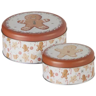 Mézeskalás mintás fém doboz szett 13-17cm 2db-os