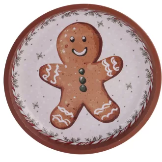 Mézeskalács mintás fém tálca D26cm