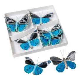 Pillangó csipeszes kék-fekete 8cm 8db-os
