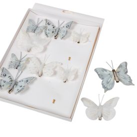 Pillangó csipeszes 5-8cm ezüst-fehér mix 10db-os