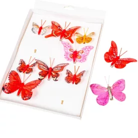 Pillangó csipeszes 5-8cm piros mix 10db-os