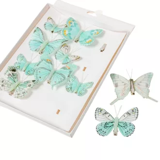 Pillangó csipeszes mix 5-8cm aqua 10db-os