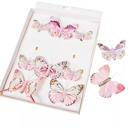 Pillangó csipeszes 5-8cm rózsaszín-lila mix 10db-os