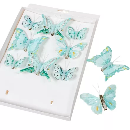 Pillangó csipeszes 5-8cm menta mix 10db-os