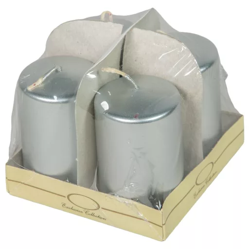 Metál adventi gyertya 80x50mm ezüst  4db/csom (db ár)