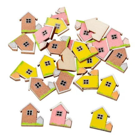 Házikó fa színes 1,8cm 24db-os