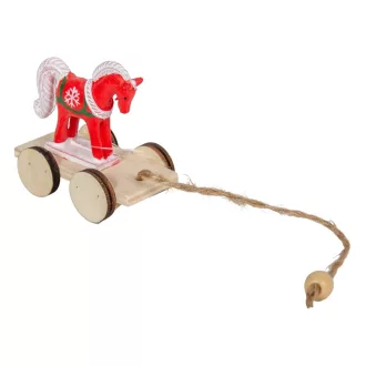 Ló figura fa kocsin akasztós M5,5cm