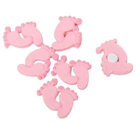 Baba lábnyom öntapadós rózsaszín poly 3,2cm 6db-os