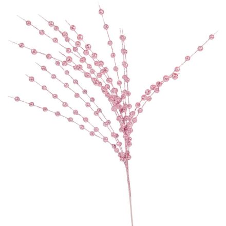 Glitteres bogyós ág rózsaszín 75cm