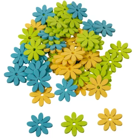 Virág fa kék-zöld-sárga 3cm 60db-os
