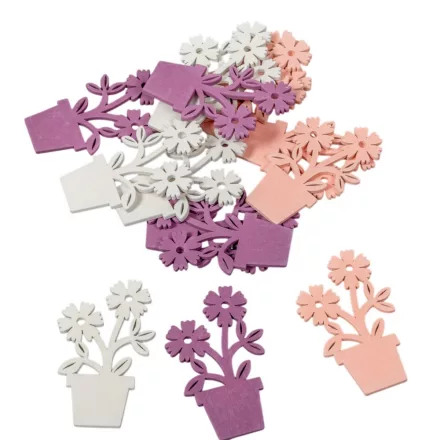 Virág cserépben fa lila-fehér-rózsaszín 7cm 15db-os