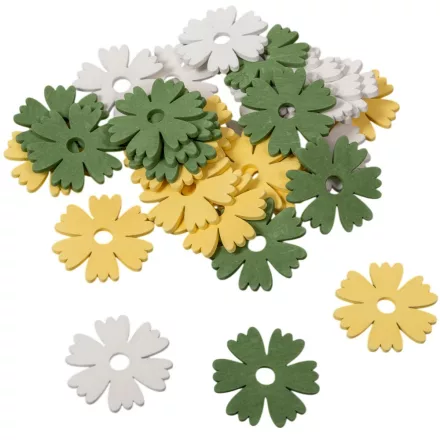 Virág fa fehér-sárga-zöld 4cm 30db-os