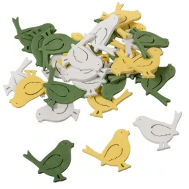 Madárka fa 4cm fehér-zöld-sárga 30db-os