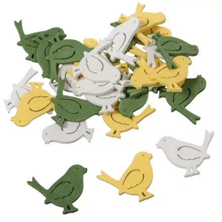 Madárka fa 4cm fehér-zöld-sárga 30db-os