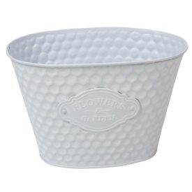 Kaspó fém ovális méhsejt mintás fehér M15,5x23x15cm 