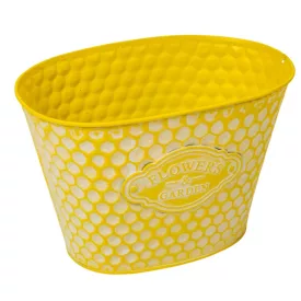 Kaspó fém ovális méhsejt mintás sárga M15,5x23x15cm 