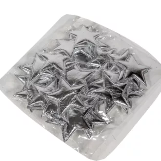 Csillag textil fényes ezüst 8cm 50db-os