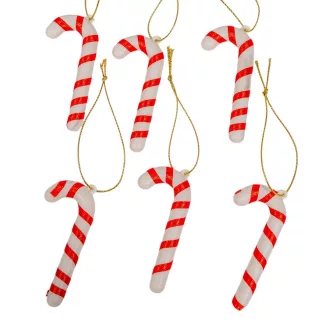 Cukorbot műa piros-fehér akasztóval 7cm 6db-os