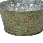 Fém tál nyomott levél mintás zöld M9cm D18cm