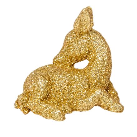 Őzike fekvő glitteres arany poly M4,5cm