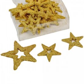 Csillag áttört glitteres arany 3,5-6,5cm 24db-os