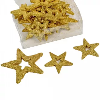 Csillag áttört glitteres arany 3,5-6,5cm 24db-os