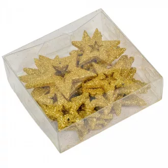 Csillag áttört glitteres arany 3,5-6,5cm 24db-os