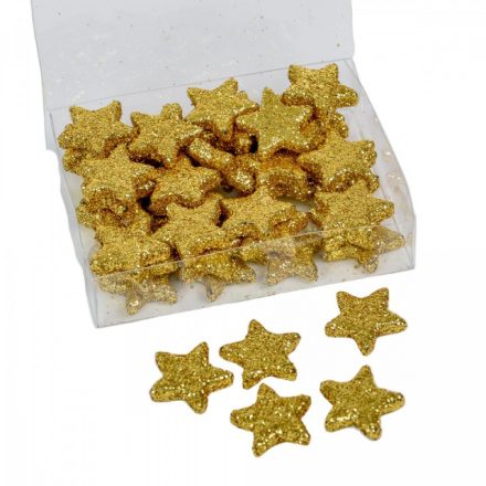 Glitteres csillag műa. arany 2,5cm 48db-os