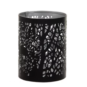 Áttört mintás mécsestartó fekete-ezüst D8cm M10cm