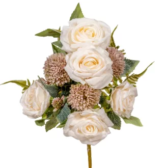 Rózsa, dália féloldalas csokor 8v. fehér M45cm 12db/#