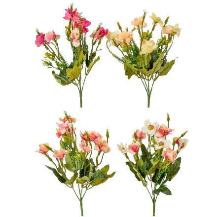 Selyemvirág csokor kis virágokkal 5 ág M31cm 50db/#