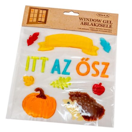 Ablakzselé itt az ősz sünivel 19x19cm
