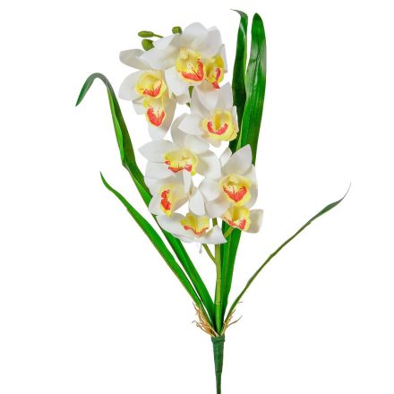 Orchidea szálas levéllel gumi krém M54cm 30db/#