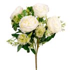 Rózsa csokor 5v. krém M58cm 48db/#