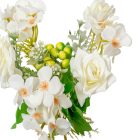 Rózsa,minivirág csokor 7v. krém M28cm 48db/#