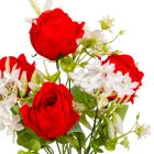 Rózsa,minivirág csokor 7v piros M34cm 36db/#