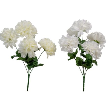 Krizantém csokor 5v. krém-fehér M36cm 144db/#
