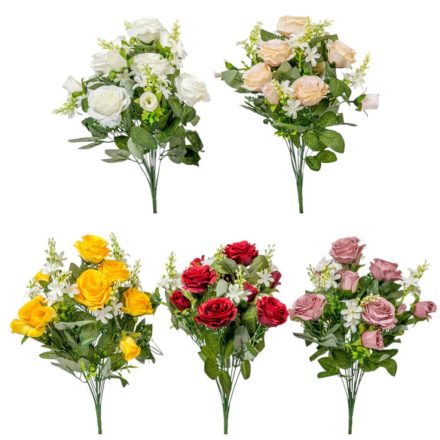 Rózsa, rózsabimbó csokor 12v. mix M42cm 12db/#