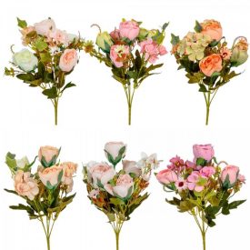 Peonia, hortenzia csokor 5v. M33cm 24db/#