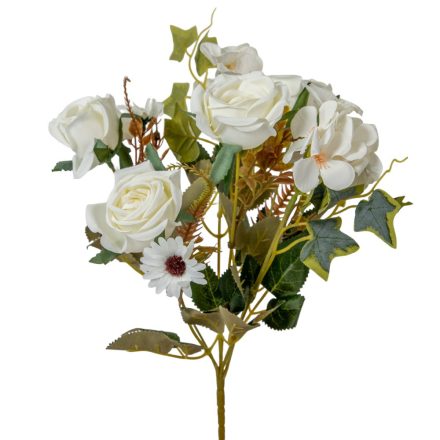 Rózsa, hortenzia csokor 6v. M31cm 48db/#