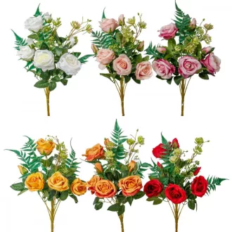 Rózsa csokor féloldalas 9v. mix M52cm 12db/#